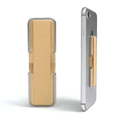 EAZY CASE Smartphone Fingerhalterung/Fingerhalter mit Standfunktion I Handy Haltegriff, Fingerschlaufe, Finger-Halterung, Smartphonehalter, Selfie Handyhalter, 2 Metallclips, Gold