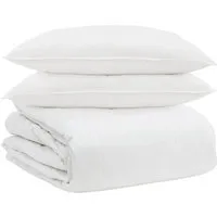 vidaXL Bettdecke 3 pcs Weiß Daunen - Hochwertige Daunen-Bettdecke für kuscheligen Komfort im Frühling und Herbst, inklusive 2 Kissen. Pflegeleicht und ideal für stilvolle Schlafzimmer.