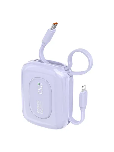 Dudao K32 22.5W 10000 mAh Powerbank with Built-in USB-C/ Lightning Cable - Purple Powerbank (Akku) - Purple - 10000 mAh