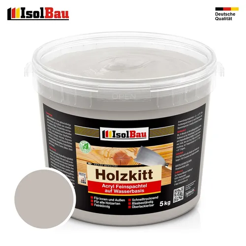 Holzkitt Spachtelmasse Holzspachtelmasse Innen Außen 5 kg Grau ( Nr. 21 )