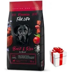 FITMIN For Life Beef Rice 12kg - Alleinfuttermittel für ausgewachsene Hunde, mit 5% Rabatt-Code FITMIN-5 erhältlich