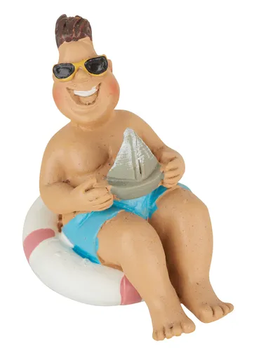 Polyresin Figur Urlauberin im Schwimmreif 5,2x5cm Sommer Strand maritim
