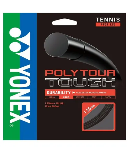 Yonex Tennissaite Poly Tour Tough 1.25 (Haltbarkeit) schwarz 12m Set, Saitendicke: 1.25