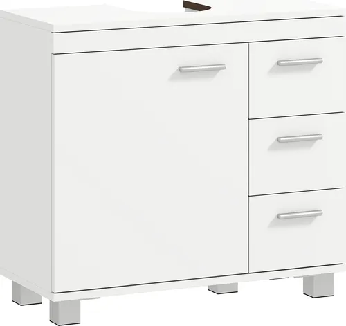 HOMCOM Waschbeckenunterschrank Unterschrank mit Schubladen Soft-Close Tür U-förmigen Ausschnitt Badezimmerschrank Waschtischunterschrank Badschrank für Badezimmer 70 x 30 x 64 cm Weiß