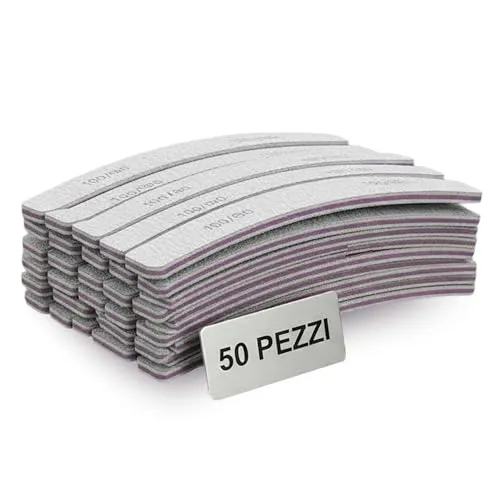 TEMPO DI SALDI 50 Halbmondfeilen, beidseitig, Körnung 100/180, für Nagelkunst-Rekonstruktion