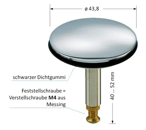 Abflussstopfen Messing hartverchromt 4,38cm