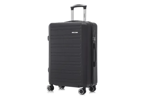 YONSLY Koffer Suitcase - 4-Rollen Handgepäck, Hartschale, Schwarz - Robuster und leichter Reisekoffer mit 360°-Doppelrollen für mühelose Mobilität. Integriertes Sicherheitsschloss für sorgloses Reisen und ergonomischer Gummigriff für hohen Tragekomfort.