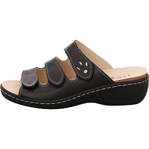 Longo Komfort Pantoletten für Damen - Clogs für Damen mit eleganter Sohle und herausnehmbarer Innensohle, ideal für Einlagen. Aus hochwertigem, echtem Leder gefertigt.