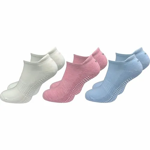 GAWILO Damen Yoga & Pilates Socken (3 Paar) | Stopper Socken | ohne drückende Zehennaht | mit rutschfesten Noppen (DE/NL/SE/PL, Numerisch, 35, 38, Regular, Regular, farbig 3 - pastelltöne)