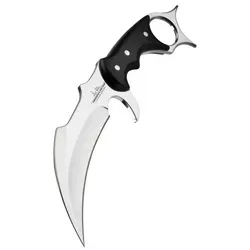 Messer mit Scheide aus schwarzem Leder