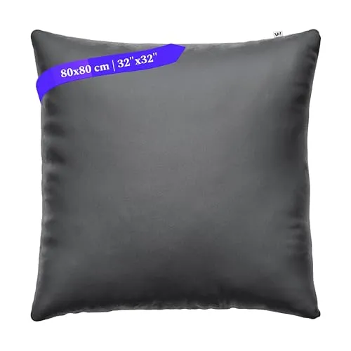 Wolkenfeld Kissenbezug 80x80 Anthrazitgrau - kuschelig weich & bügelfrei - Superweicher Kopfkissenbezug - Kissenhülle mit verdecktem Reißverschluss