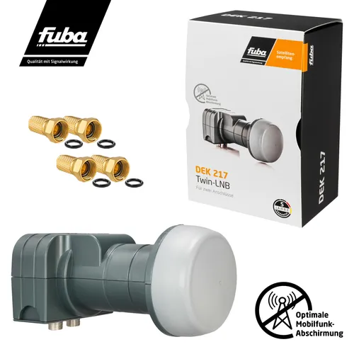 Twin LNB 2 Teilnehmer Fuba LNC LMB SAT FULL HD TV 3D 4K 8K Ultra UHD + F-Stecker
