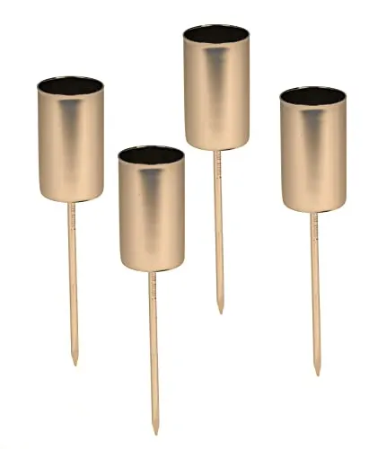 Kerzenpick für Tafelkerzen 4er Set - Gold glänzend - Kerzenhalter für Stabkerzen - Kerzen Stecker für Advents und Weihnachts Gesteck
