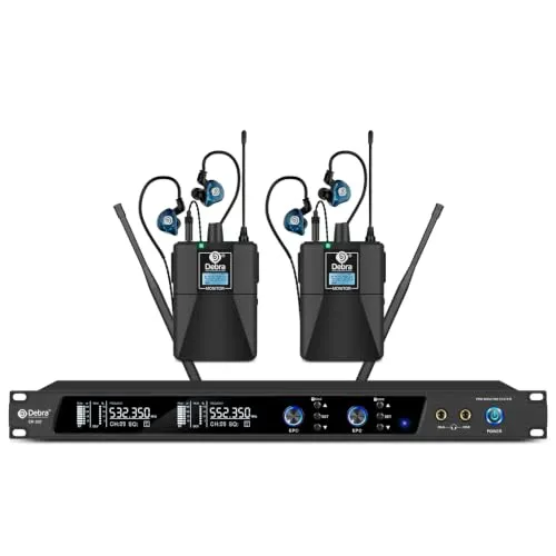 D Debra Audio PRO ER-202 UHF Dual Channel Wireless In-Ear-Monitor-System mit Sender und Empfänger für Bühne, Tonstudio, Musiker, Monitoring (2 Bodypack with Transmitter)