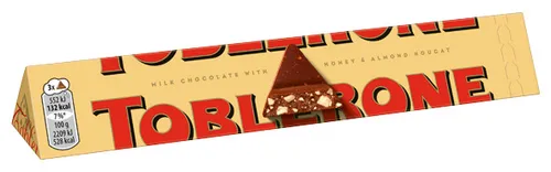 Toblerone Schweizer Milchschokolade 100 g - Schokolade, die unverwechselbare Kombination aus feiner Schweizer Milchschokolade, Honig- und Mandel-Nougat, perfekt für Schokoladenliebhaber.