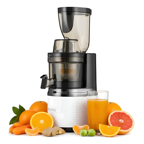 4Swiss BM202 Slow Juicer Entsafter – 200W, 2-in-1 Deckel, XXL Öffnung