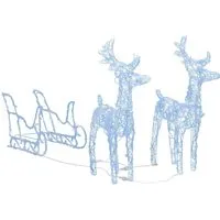 vidaXL Rentiere & Schlitten Weihnachtsdekoration mit 160 LEDs - Weihnachtsbeleuchtung mit 2 LED-Rentieren und Schlitten, 8 verschiedene Lichteffekte, wetterfest und ideal für stimmungsvolle Dekoration im Garten oder Haus.
