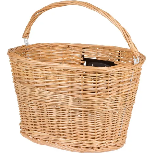 M-WAVE Fahrradkorb aus echtem Weidengeflecht, Braun - Fahrradtaschen, stilvoller Korb aus echtem Weidengeflecht mit einfacher Montage dank CLIP-ON-Halter, ideal für Einkäufe oder Ausflüge