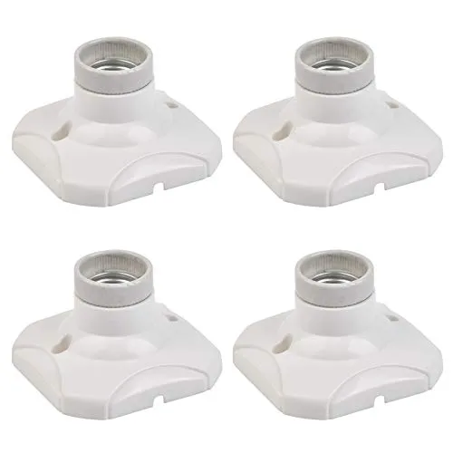 DODUOS 4 Stück E27 LED Lampe Fassung für Wand und Decke, Glühbirne Sockel für Flure, Treppen, Balkone, Schränke, Kellerräume (220-250V, Eckig, Weiß)