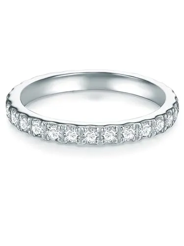 Trilani Damen Memoirering aus Sterling Silber mit Zirkonia - Eleganter Damenring aus rhodiniertem Sterlingsilber, ideal als Verlobungsring oder Trauring, mit funkelnden Zirkonia im Brillantschliff – ein Schmuckstück für besondere Momente.