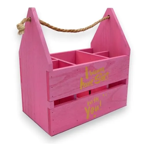 UNUS Flaschenhalter pink I Wanna Have Sekt with You Holz Frauenhandtasche