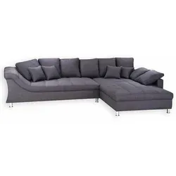 Beidseitig montierbares Ecksofa in Anthrazit