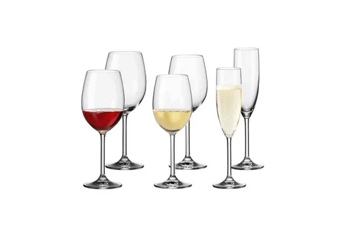 Leonardo DAILY Weinglas Sektglas 6er Set - Elegantes 6er Set aus Rotwein-, Weißwein- und Sektgläsern. Ideal für den Alltag, spülmaschinengeeignet und besonders robust dank Teqton. Perfekt für stilvolle Momente!