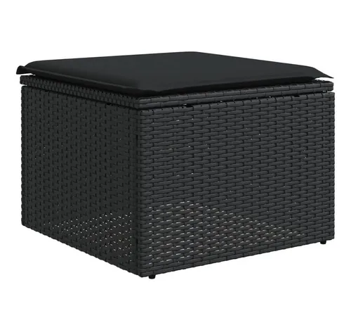 vidaXL Gartenhocker mit Kissen, Schwarz Poly Rattan von vidaXL