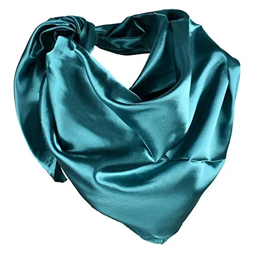 YOFASEN Hijab Kopftuch für Damen - 1 Stück Einfarbig Satin Muslimische Islamische Kopfbedeckung Frauen Gesichtsschleier Schal Turban 90x90 cm, Blau Grün