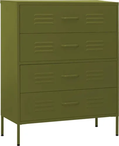 vidaXL Kommode Olivgrün 80x35x101,5 cm aus Stahl in grün von vidaXL