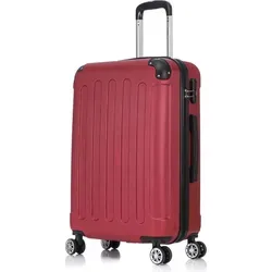 Flexot Trolley F-2045 Kofferset - Robuster Reisekoffer mit 4x 360° Rollen und Zahlenschloss, ideal für sicheres Handgepäck auf Reisen. Modernes Design in Rubin Rot, perfekt für stilbewusste Reisende.