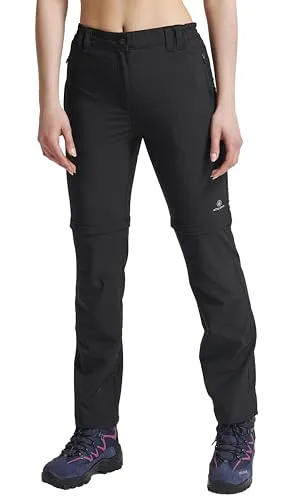 ATHL DPT. Damen Funktionelle Wanderhose/Lange Trekkinghose mit abnehmbaren Beinen als Wandershorts, Zip-Off Schwarz, Gr. 36