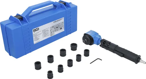 BGS-74348 Druckluft-Schlagschrauber - Akkuschrauber mit 650 Nm und 10-tlg. Steckschlüssel-Satz, perfekt für schwer erreichbare Stellen und komfortable Einhandbedienung.