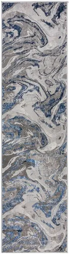 FLAIR RUGS Läufer Marbled - Moderner Teppichläufer in Blau - Teppichläufer im modernen Marmor-Design, 80 cm x 300 cm, strapazierfähig und trittschaalldämmend für ein angenehmes Wohnambiente.