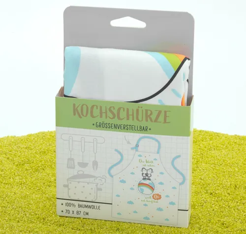 sheepworld Küchenschürze Welt 87 x 70 cm 100% Baumwolle in weiß von Sheepworld