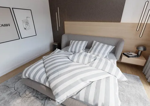 BETTWAESCHE-MIT-STIL Bettwäsche Mako Satin Bettwäsche Blockstreifen, Mako-Satin, 2 teilig