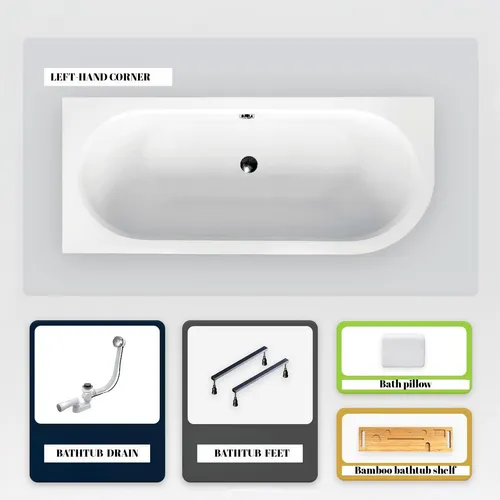 AVITA Asymmetrische Badewanne 180 x 80 cm