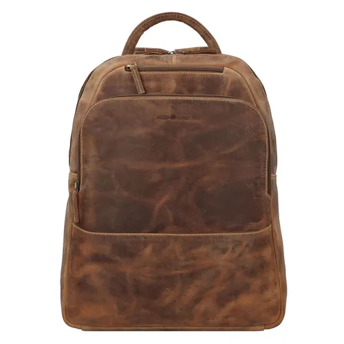 Greenburry Vintage Daypack Leder mit Laptopfach 43 cm - Braun - Rucksäcke mit praktischem Laptopfach, ideal für Schule, Uni oder Freizeit und aus hochwertigem, langlebigem Leder gefertigt.