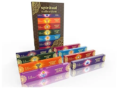 Spirituelles Räucherstäbchen Set, indische Premium Masala Stäbchen, 8 Sorten für Meditation Yoga Reiki Karma, Masala Räucherstäbchen, handgefertigt …