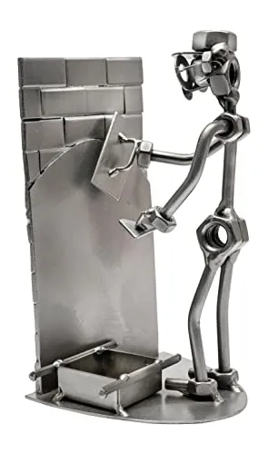 STEEMO Schraubenmännchen Handwerker Stuckateur Verputzer Geschenk Metall-Deko 10x9x18 cm