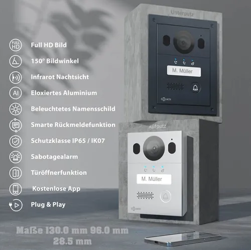 Goliath Intercom Video-Türsprechanlage Goliath Basic Line Türklingel Silber / Anthrazit (Privat oder Gewerblich, Silber)