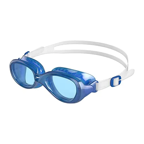 Speedo Unisex Kinder Futura Classic Schwimmbrille | Anti-Beschlag | Wasserdicht Schwimmbrille, Clear/Neon Blue, Einheitsgröße