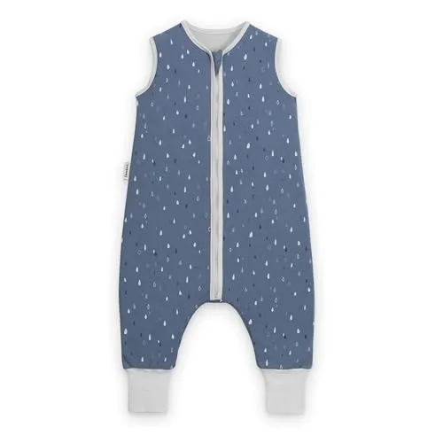 Ehrenkind® Baby Sommerschlafsack mit Füßen 1.0 TOG aus weicher OEKO-TEX zertifizierter Bio-Baumwolle | Sommer Schlafsack | Baby Schlafsack Gr. 70 Jeansblau Tropfen | 1 Tog
