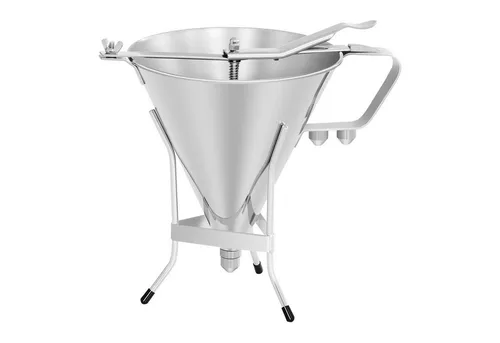 Royal Catering Fülltrichter RCOF-2 - 2L Edelstahl - Trichter - 2L Volumen, ideal für Bäckereien und Gastronomie. Mit 3 Füllspitzen für präzise Dosierung von Saucen und Füllungen, leicht zu reinigen und robust.