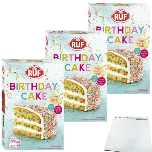 Ruf Birthday Cake Backmischung für Geburtstagskuchen 3er Pack 3x425g usy Block