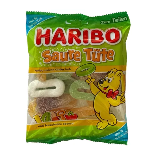 HARIBO Saure Tüte, Fruchtgummi, teilweise mit Schaumzucker 175g
