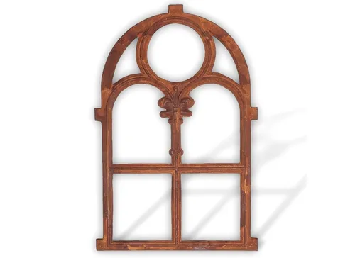 Aubaho Dekoobjekt Stallfenster aus Eisen 46 x 74cm - Deko-Objekte aus rostigem Eisen, ideal für rustikale Wohnstile und kreative Raumgestaltungen.