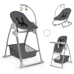 Hauck Hochstuhl-Set Sit N Relax 3in1, Dunkelgrau, Metall, Kunststoff, Textil, 3-teilig, 56x106x85 cm, EN 71, EN 14988, Essbrett verstellbar, Fußstütze Sitzfläche abnehmbar, höhenverstellbar, in Liegefläche zusammenklappbar, Bezug waschbar, 5-Punkt-Gurt, Tablett, Babymöbel, Hochstühle & Zubehör, Hochstühle