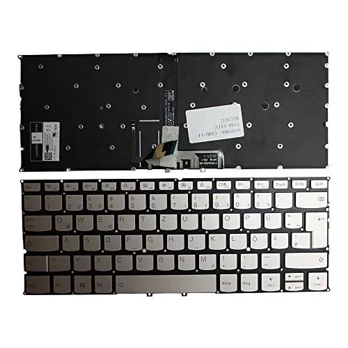 Power4Laptops Deutsch Hinterleuchtet Silber kompatible Ersatz Tastatur kompatibel mit Lenovo IdeaPad Yoga C940-14IIL