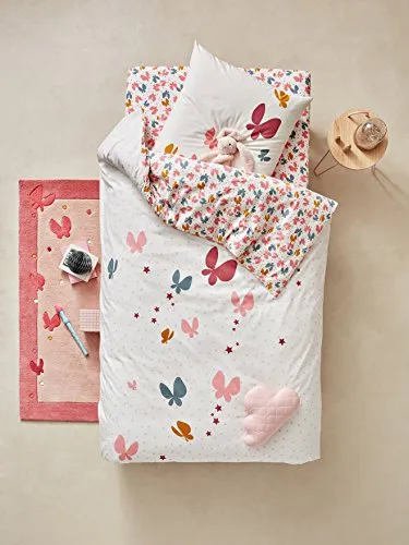 Vertbaudet Bettwäsche-Set Schmetterlinge rosa 140x150